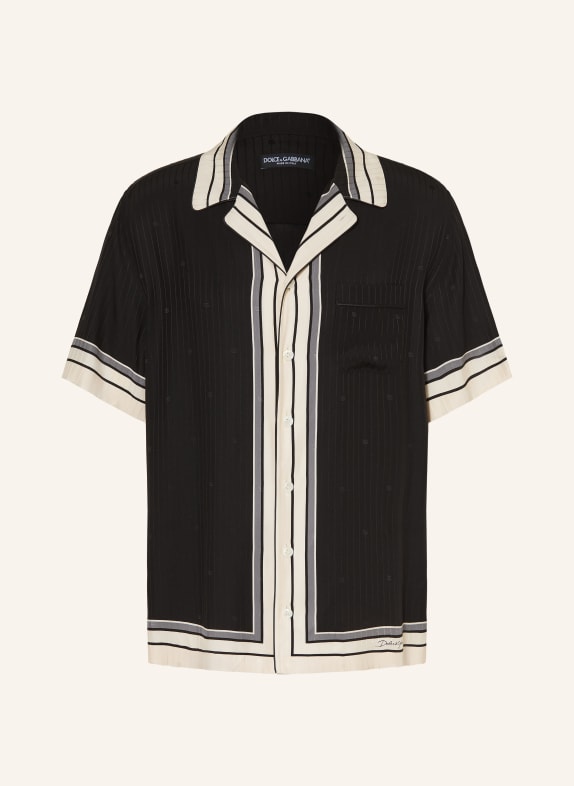 DOLCE & GABBANA Resorthemd Comfort Fit aus Seide SCHWARZ / BEIGE / DUNKELGRAU