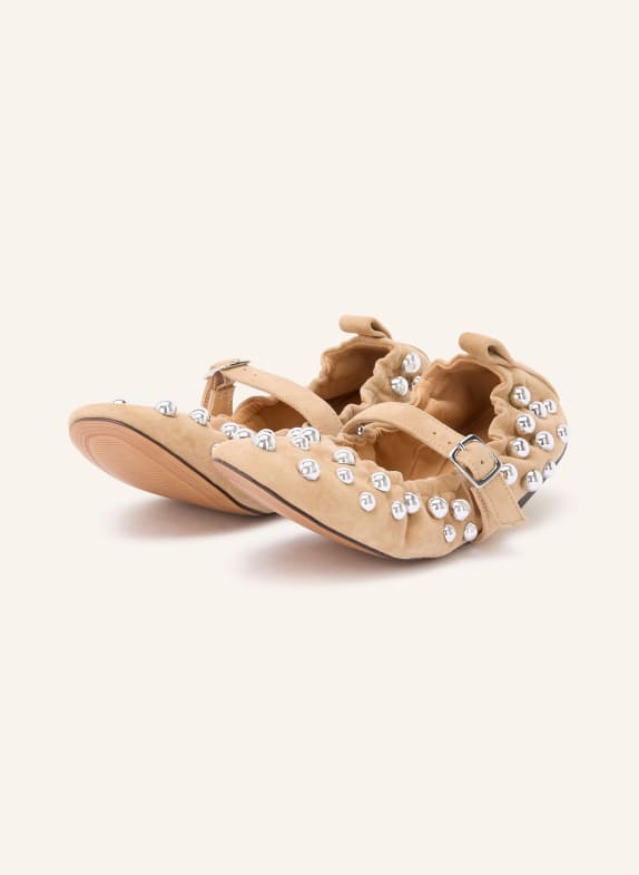 STEVE MADDEN Mary-Jane-Ballerinas SUNRAYS mit Nieten BEIGE
