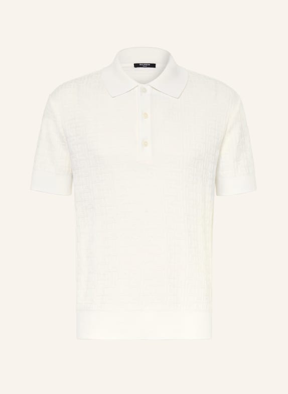BALMAIN Knitted polo shirt with linen ECRU