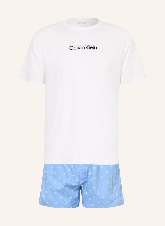 Calvin Klein Shorty-Schlafanzug WEISS / BLAU