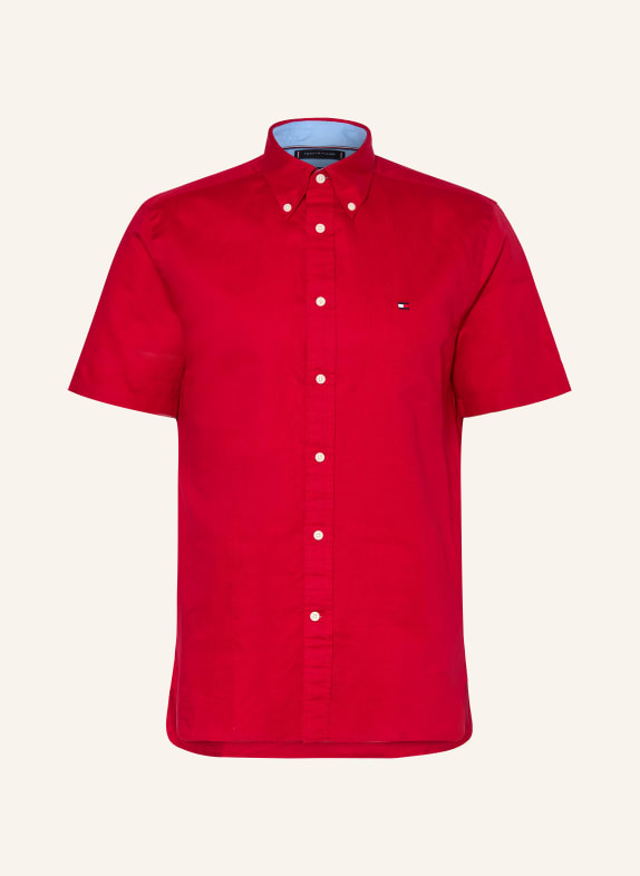 TOMMY HILFIGER Kurzarm-Hemd Regular Fit mit Leinen ROT