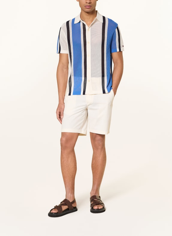 TOMMY HILFIGER Strickhemd Comfort Fit ECRU / BLAU / SCHWARZ