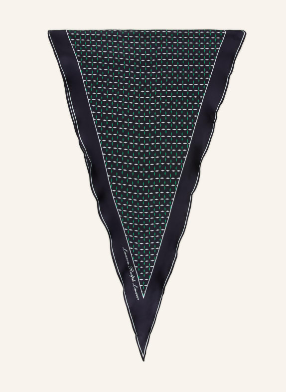 LAUREN RALPH LAUREN hedvábný šátek TMAVĚ MODRÁ / ZELENÁ / BÍLÁ