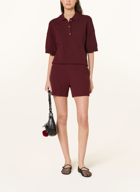 Marc O'Polo DENIM Gebreid poloshirt met 3/4-mouwen DONKERROOD