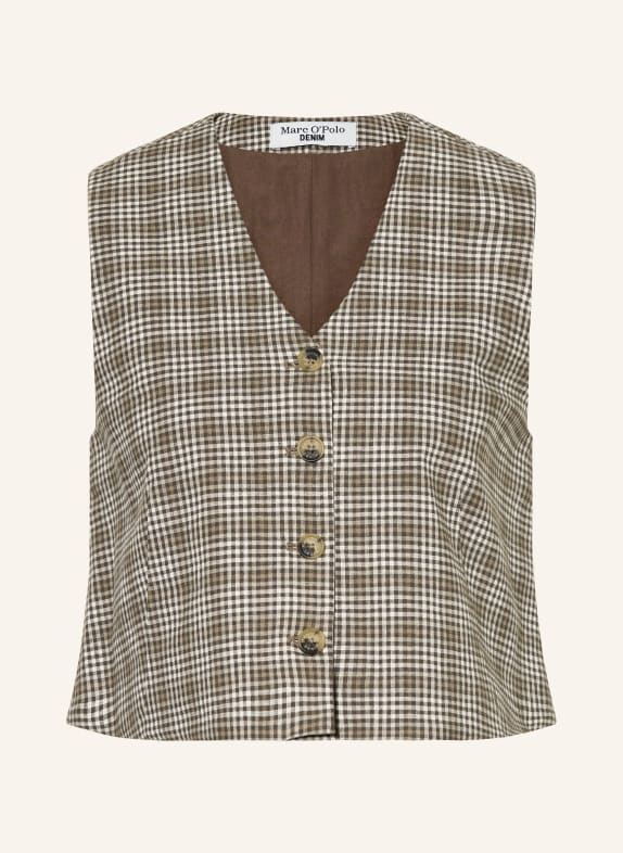 Marc O'Polo DENIM Blazerweste mit Leinen OLIV / BRAUN / WEISS