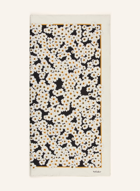 VALENTINO GARAVANI zijden sjaal ECRU / COGNAC / ZWART