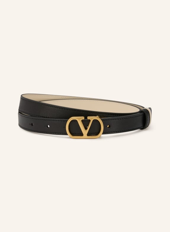 VALENTINO GARAVANI Ledergürtel VLOGO SIGNATURE zum Wenden CREME / GOLD / SCHWARZ
