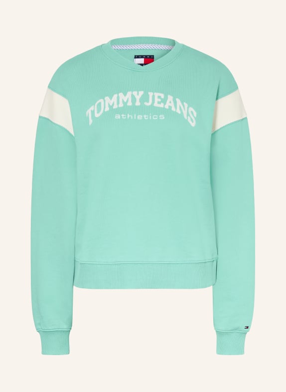TOMMY JEANS mikina TYRKYSOVÁ / REŽNÁ