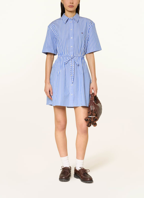 TOMMY JEANS Košilové šaty MODRÁ / BÍLÁ