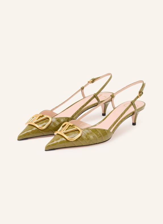 VALENTINO GARAVANI Slingpumps VLOGO SIGNATURE OLIV / GOLD