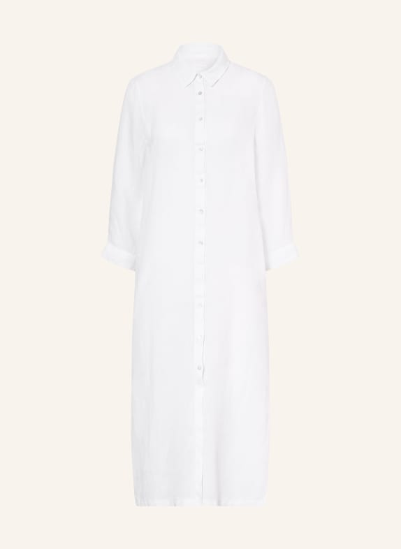 120%lino Hemdblusenkleid aus Leinen WEISS
