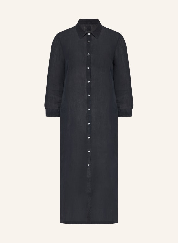 120%lino Lněné šaty s košilovým střihem TMAVĚ MODRÁ