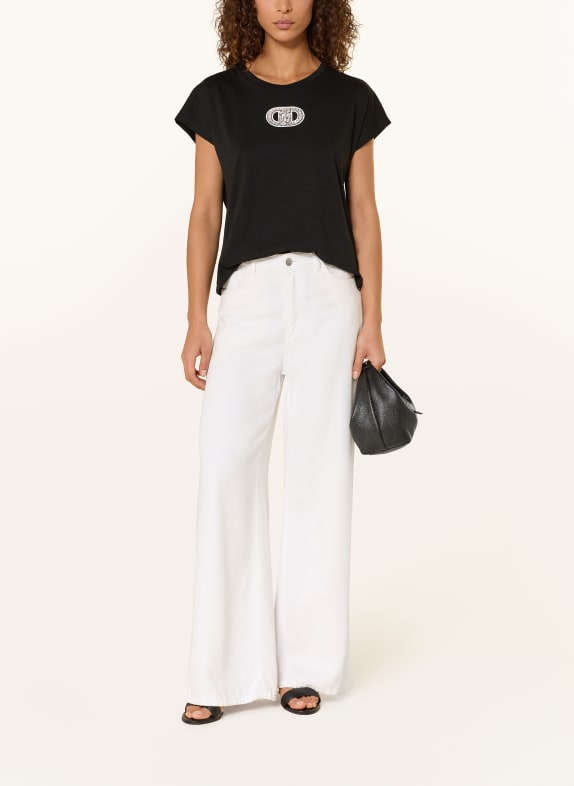 LIU JO T-shirt met sierstenen ZWART / WIT