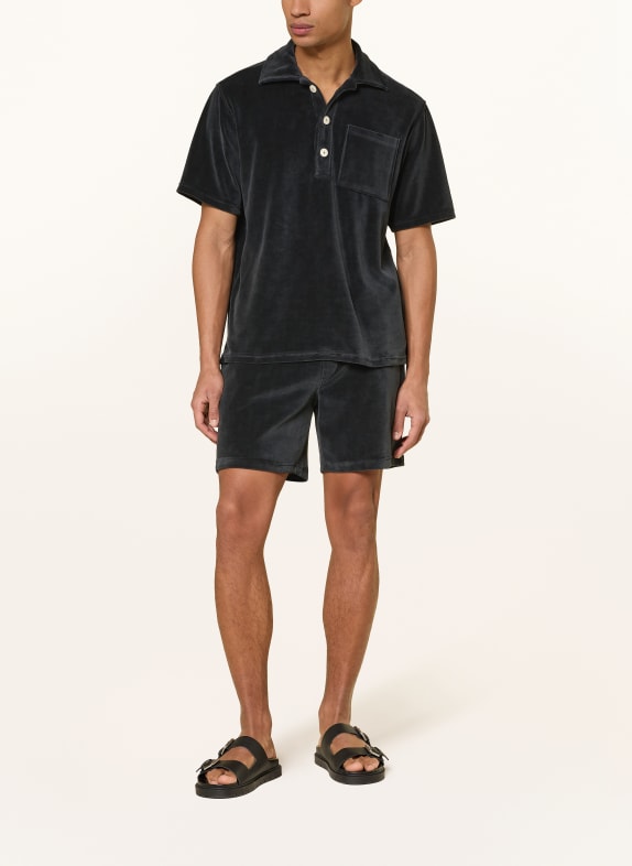 OAS Fluweel polo shirt ZWART