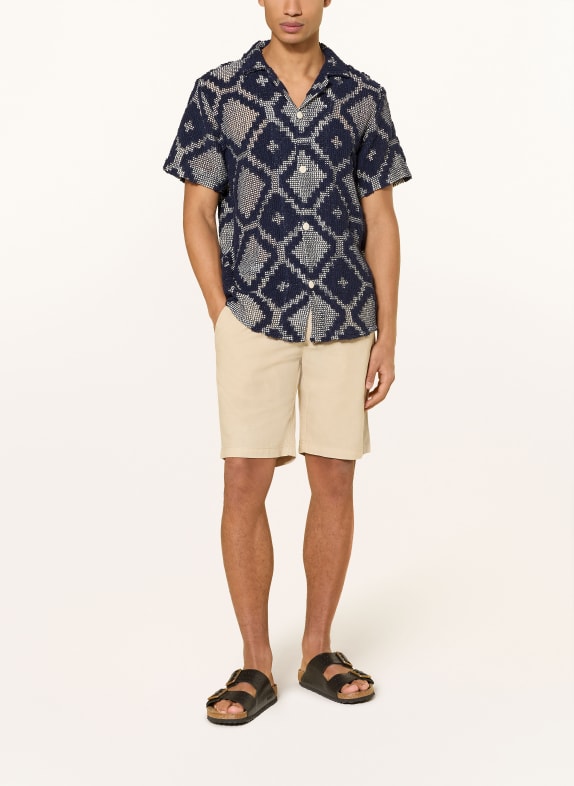 OAS Resorthemd Regular Fit DONKERBLAUW / WIT