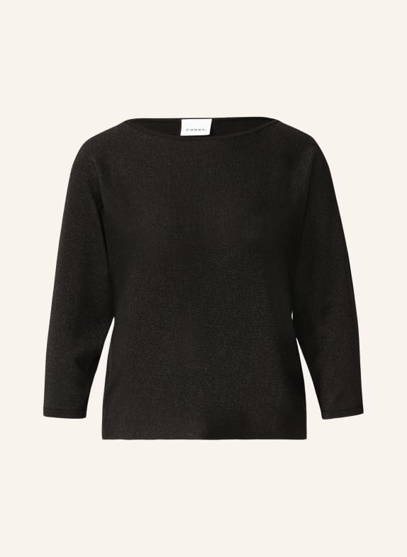 comma Svetr s 3/4 rukávy a třpytivou přízí ČERNÁ