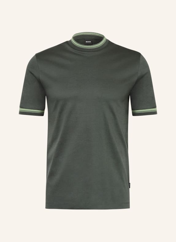 BOSS Tričko TESSLER TMAVĚ ZELENÁ / SVĚTLE ZELENÁ