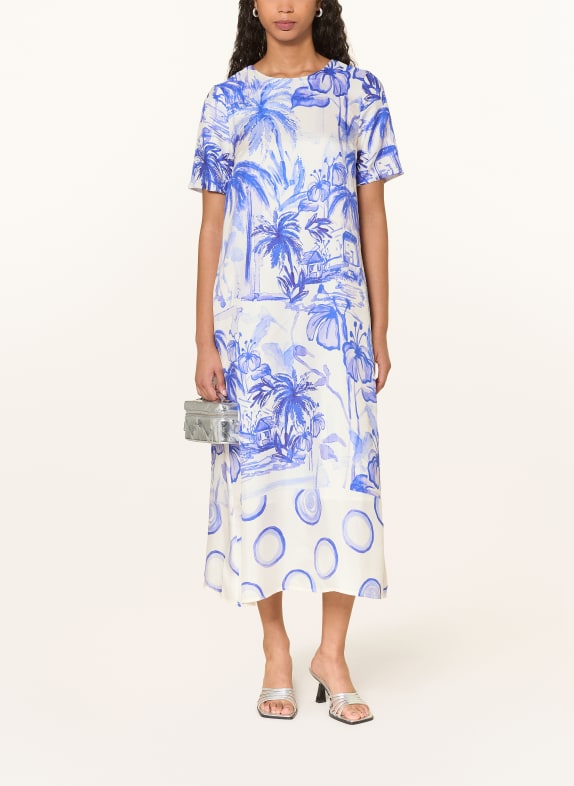 ANNA's Hedvábné šaty MODRÁ / BÍLÁ