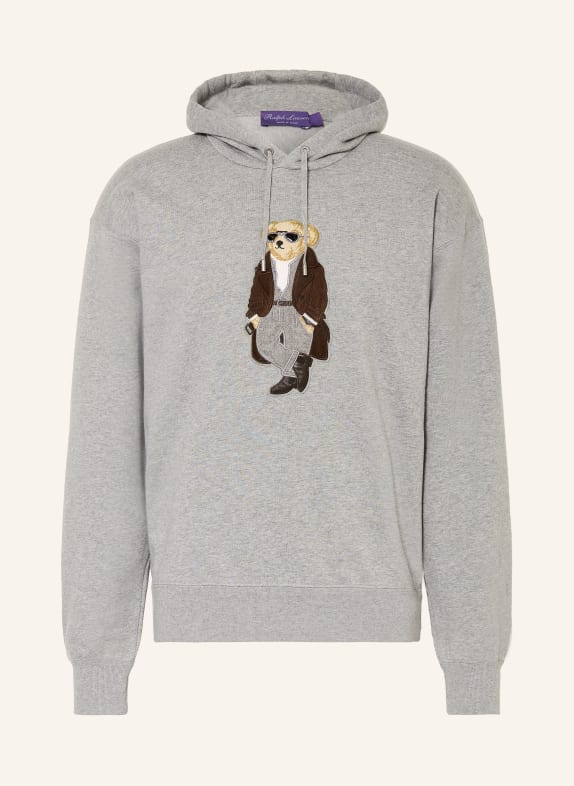 RALPH LAUREN PURPLE LABEL bluza z kapturem SZARY / CIEMNOBRĄZOWY