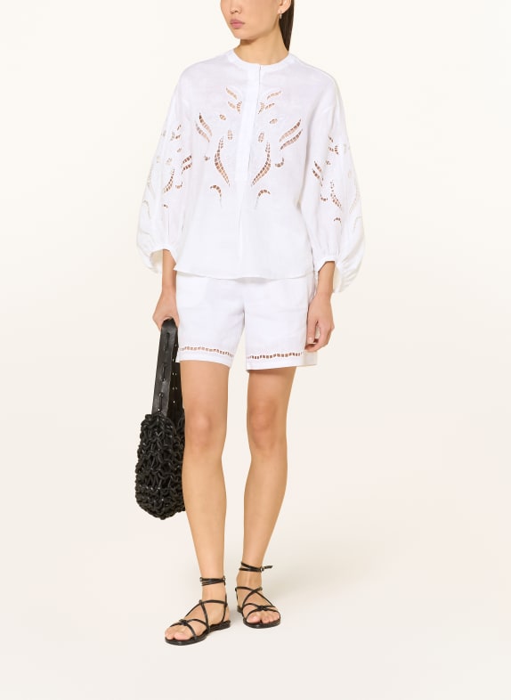 darling harbour Leinenshorts mit Lochspitze WHITE