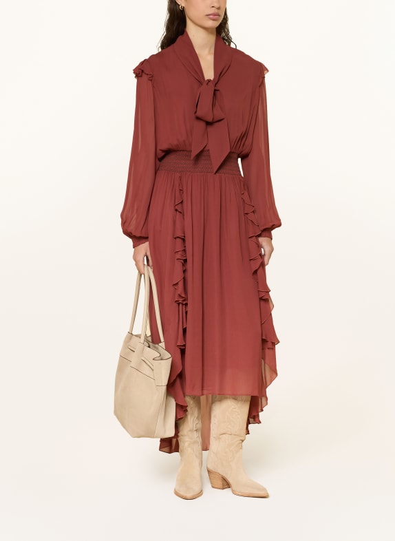 BOSS DOMINGUE dress with detachable bow and flounces DARK ORANGE