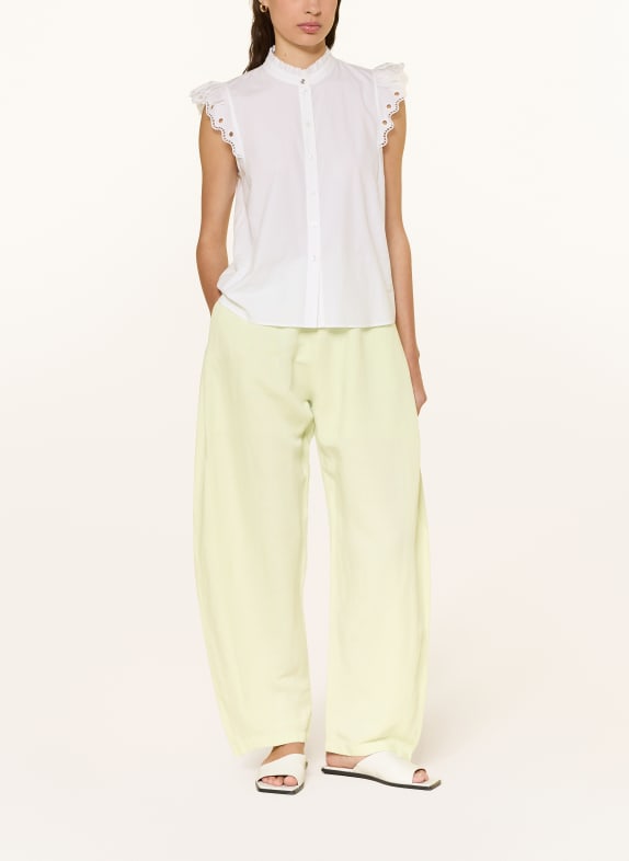 BOSS Broek TALINEN met linnen LICHTGROEN