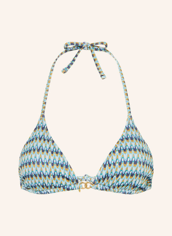 BANANA MOON COUTURE Trójkątny stanik bikini JOTRAO NEREA z błyszczącą nicią TURKUSOWY / CIEMNOŻÓŁTY / GRANATOWY