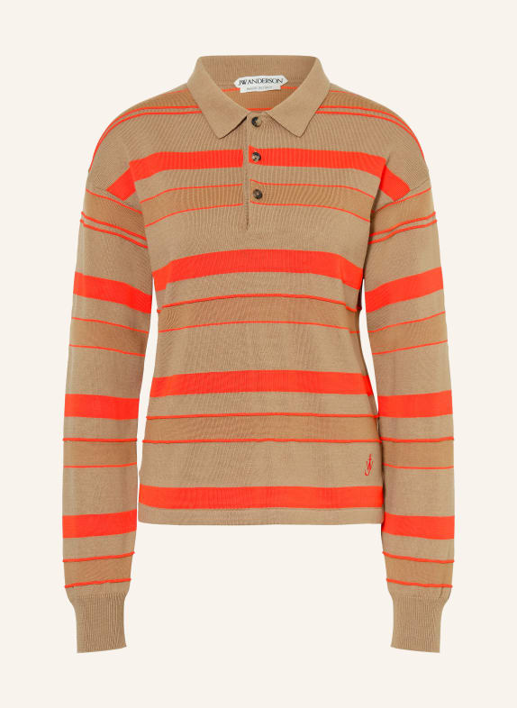 JW ANDERSON Strick-Poloshirt BEIGE / TAUPE / ROT