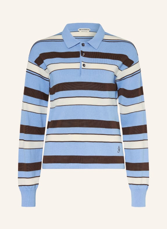 JW ANDERSON Strick-Poloshirt HELLBLAU / BRAUN / CREME