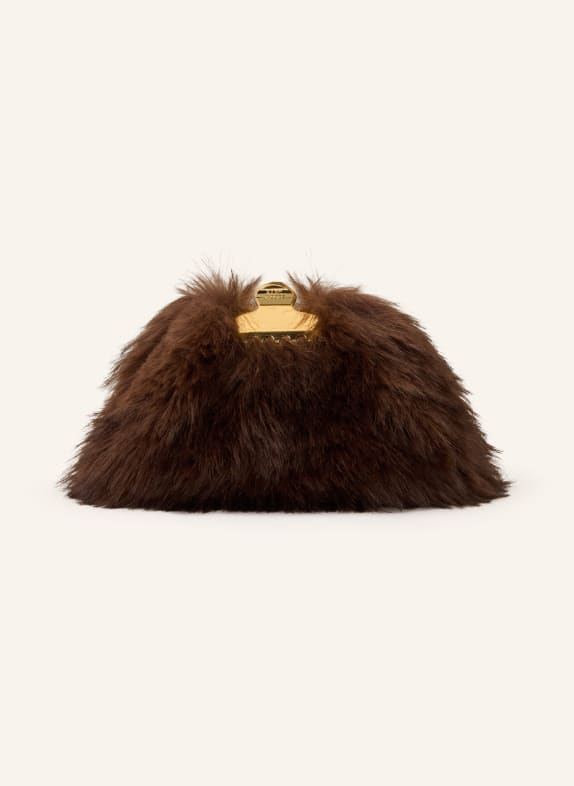 MARC JACOBS Clutch THE SMALL CLAW CLIP CLUTCH FAUX FUR z umělé kožešiny HNĚDÁ / ZLATÁ