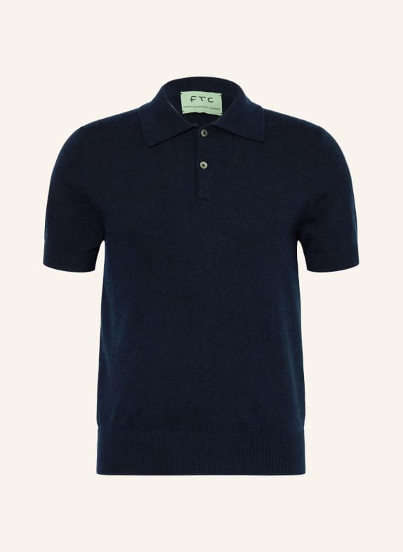 FTC CASHMERE Strick-Poloshirt DUNKELBLAU