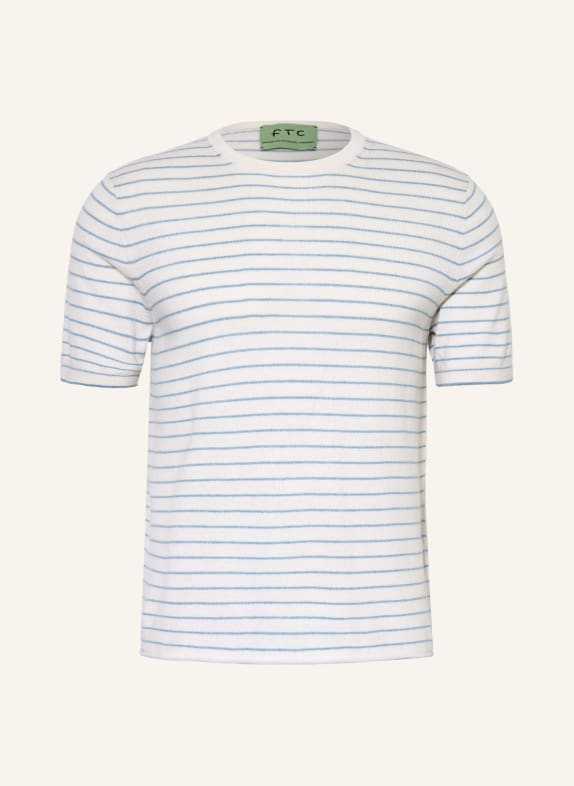 FTC CASHMERE Strickshirt WEISS / HELLBLAU