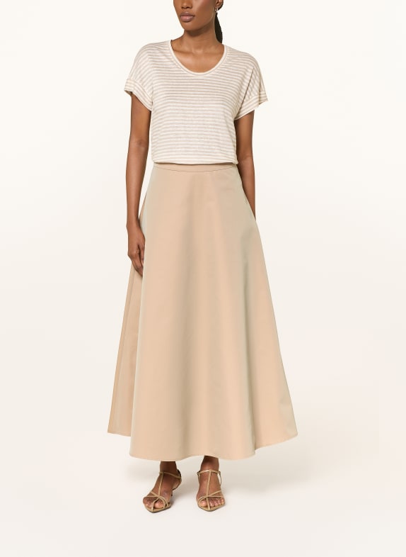 LUISA CERANO Strikket T-shirt i hør BEIGE / HVID