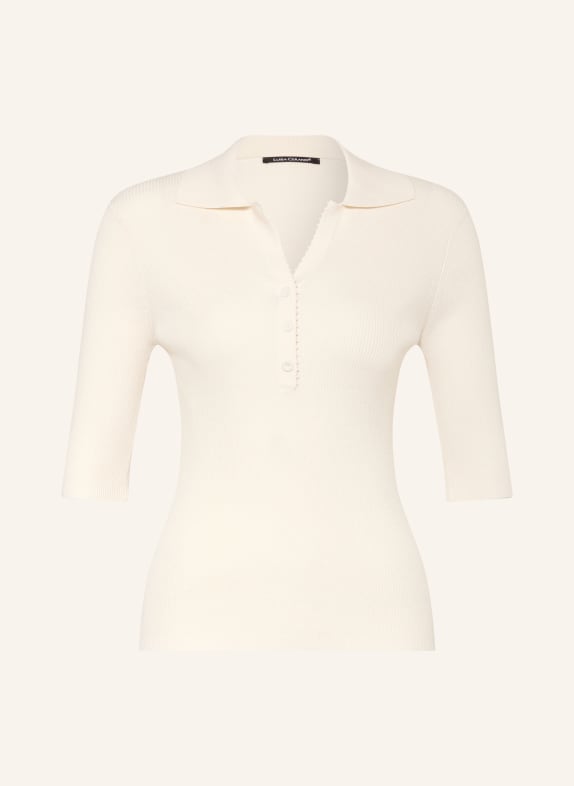 LUISA CERANO Strick-Poloshirt mit 3/4-Arm CREME