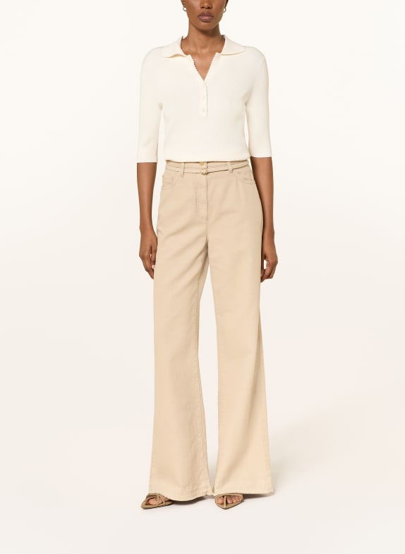 LUISA CERANO Gebreid poloshirt met 3/4-mouwen CRÈME
