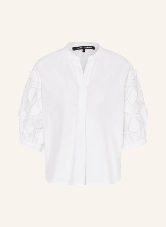 LUISA CERANO Bluzka z koronką z otworami BIAŁY
