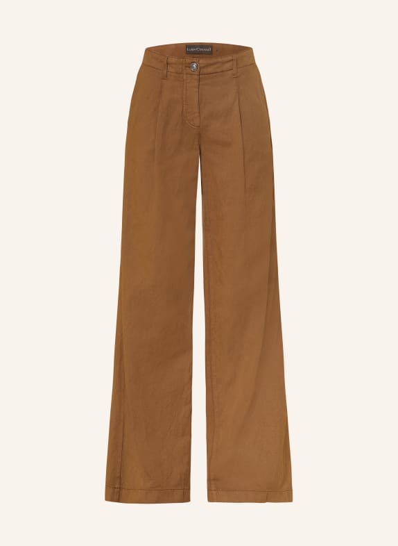 LUISA CERANO Dżinsy z szerokimi nogawkami z lnu 7642 dark terracotta new old dyed