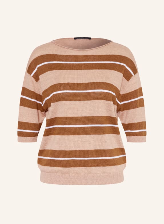 LUISA CERANO Strickshirt aus Leinen BRAUN / ROSÉ / WEISS