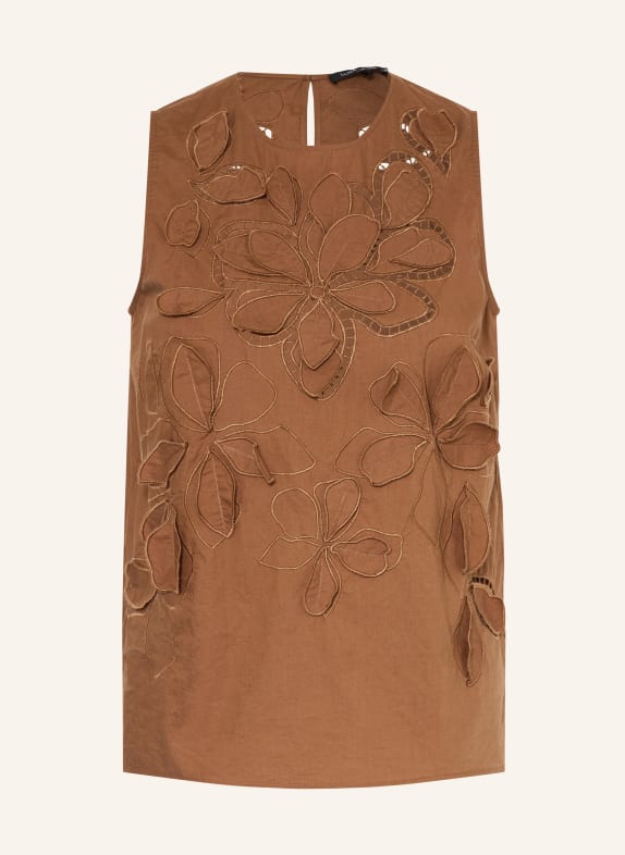 LUISA CERANO Bluzka z koronką z dziurkami BRĄZOWY