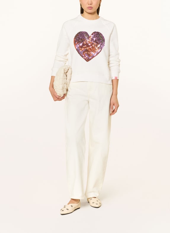 FRIEDA & FREDDIES Sweatshirt met pailletten WIT / NEONROOD