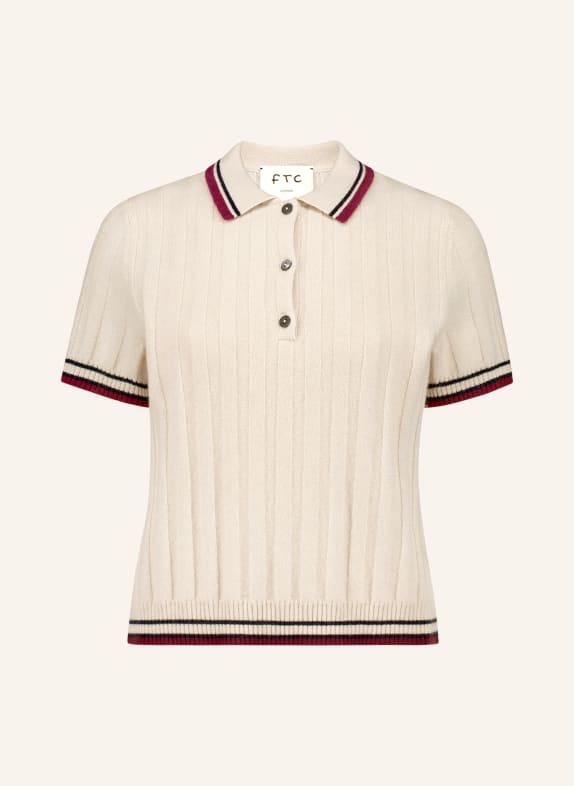 FTC CASHMERE Strickshirt aus Cashmere BEIGE / DUNKELROT / DUNKELBLAU