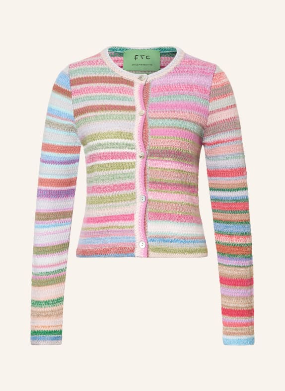 FTC CASHMERE Strickjacke mit Cashmere PINK / GRÜN / HELLBLAU