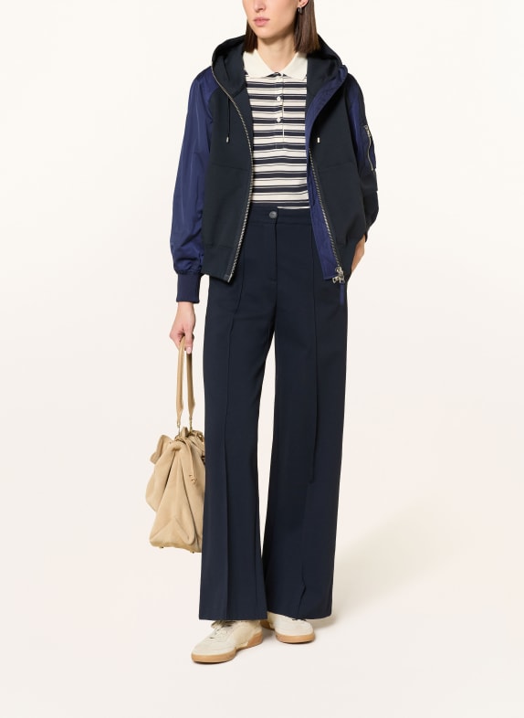 BLONDE No.8 Bunda BINE z kombinace materiálů TMAVĚ MODRÁ