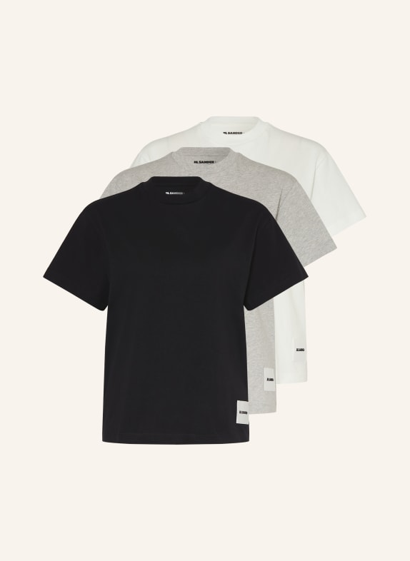 JIL SANDER 3er-Pack T-Shirts SCHWARZ / GRAU / WEISS