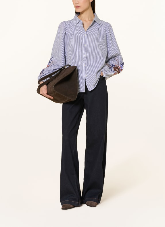 MOS MOSH Overhemdblouse MMCIU DONKERBLAUW / BRUIN / WIT