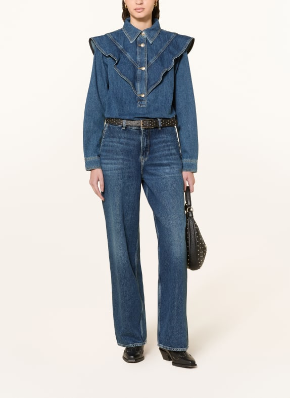 MOS MOSH Blouse MMIRINA met volants DONKERBLAUW