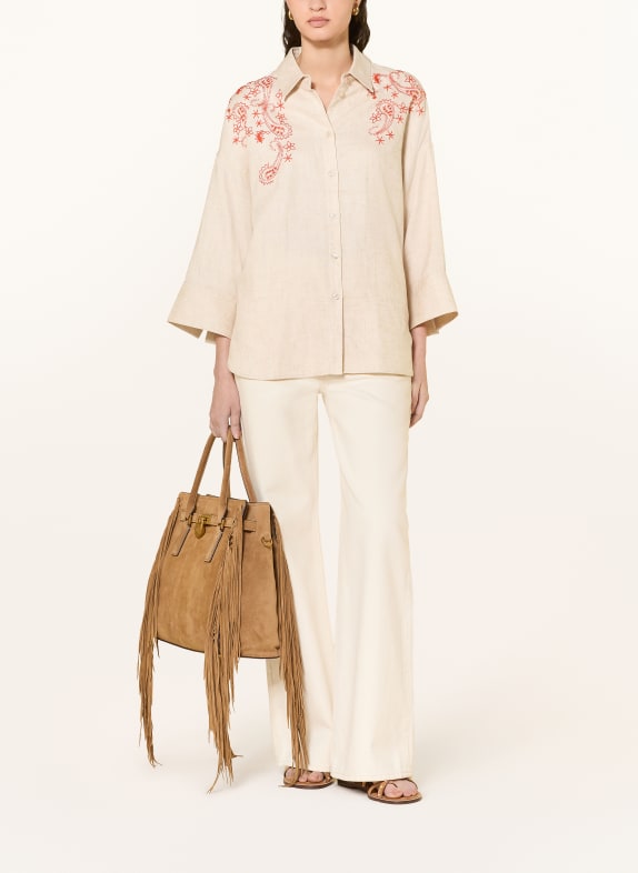 MOS MOSH Overhemdblouse MMAUDRI COLEEN ECRU / ORANJE