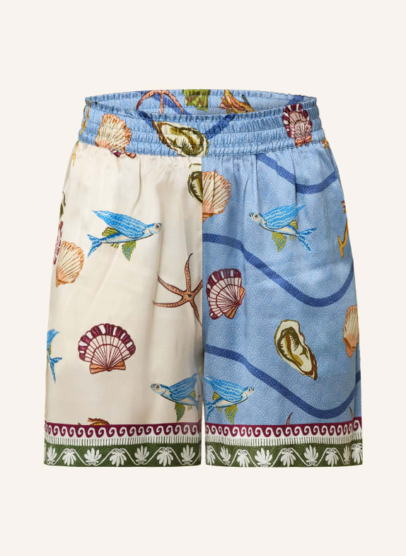 lilienfels Hedvábné šortky MODRÁ / TMAVĚ ŽLUTÁ / ZELENÁ