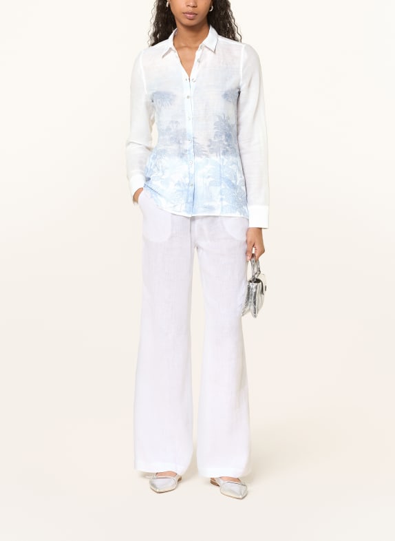 van Laack Overhemdblouse VL-CELLA-PXKN WIT / LICHTBLAUW