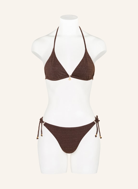 BANANA MOON Triangel-bikinibroekje LINA LIGHTGLITTER met glittergaren MARRON FONCÉ